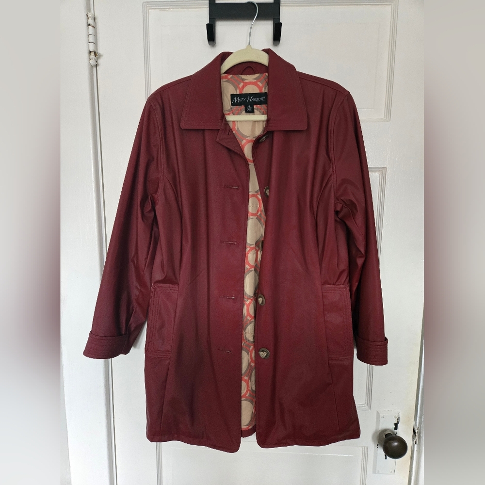 Misty Harbor - Vintage Women's Red Rain Coat Button-Up. Size M